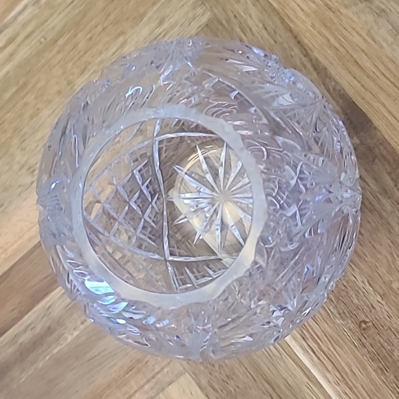 Crystal Rose Bowl "Pinwheel" Design Crystal Clear Industries, Poland, 24% Lead - Picture 5 of 9